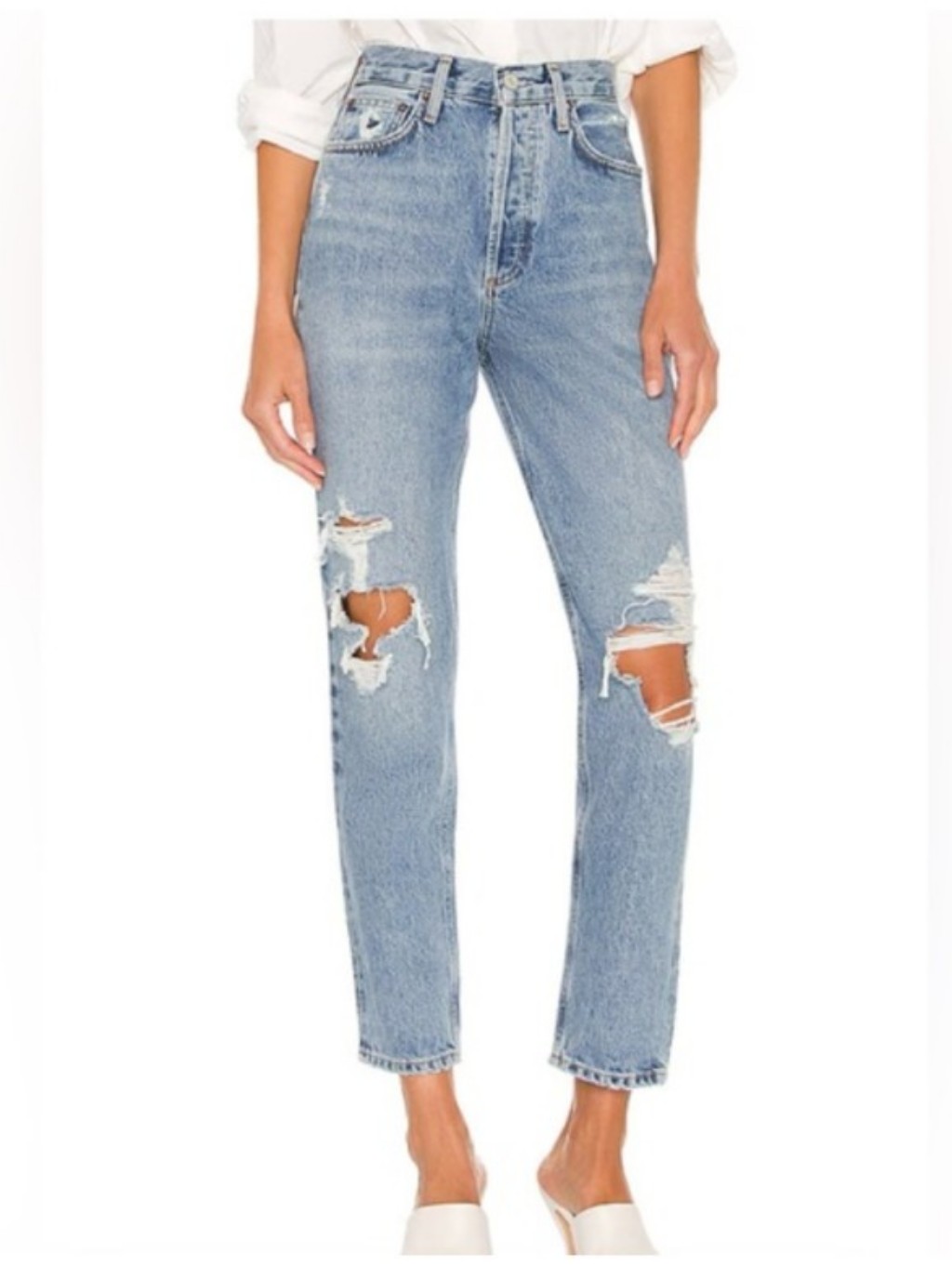 Agolde Fen - Sz 26 Light Blue Distressed Straight Jeans